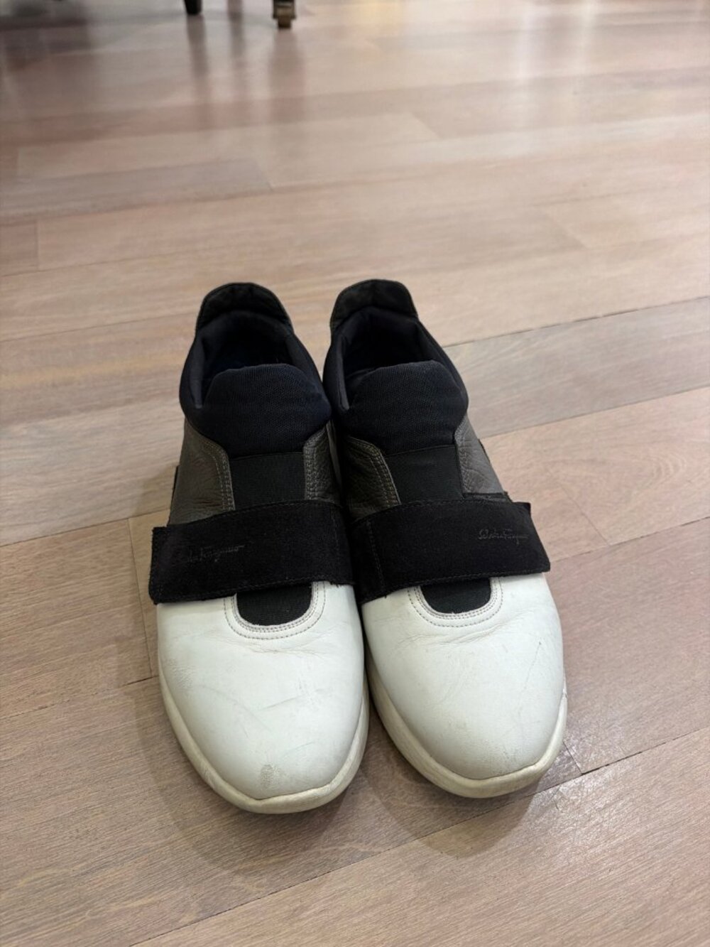 Salvatore Ferragamo Men's Slip-On Sneakers White & Black